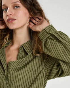 The Korner Chemises|Chemise en Coton & Lin Ava kaki