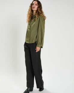 The Korner Chemises|Chemise en Coton & Lin Ava kaki