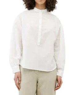 Marc O'Polo Chemises|Chemise en Coton & Lin Col Tunis blanche