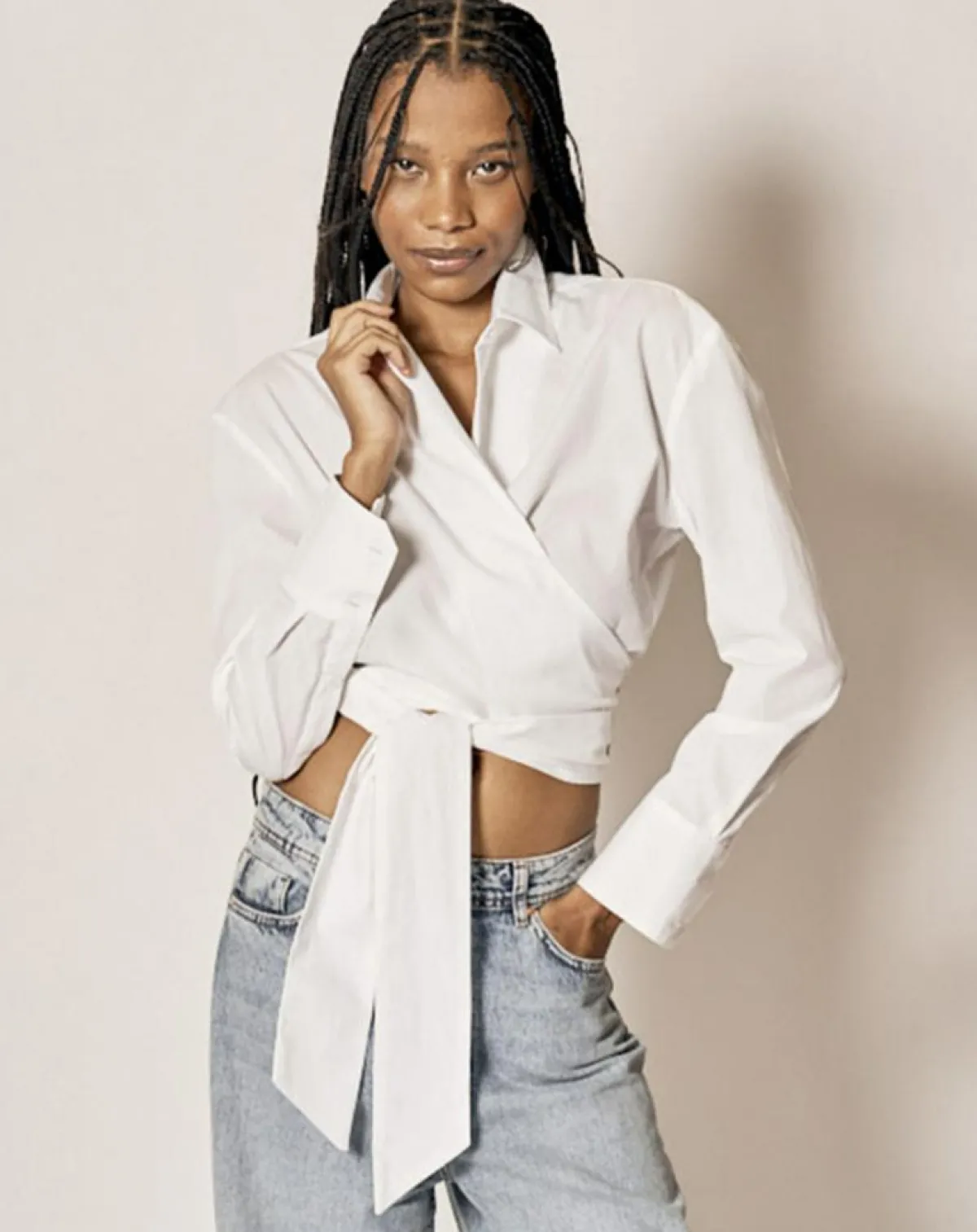 Recc Chemises|Chemise en Coton à nouer Adi blanche