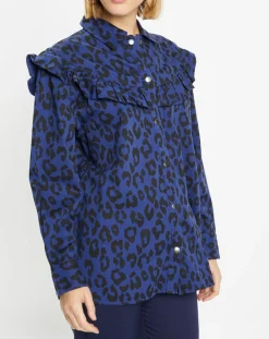 Galeries Lafayette Chemises|Chemise en Coton bio Candy imprimé léopard bleu/noir