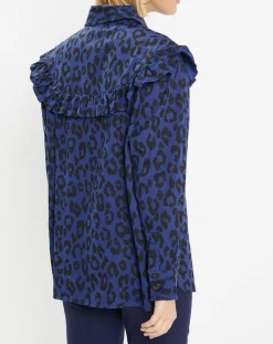 Galeries Lafayette Chemises|Chemise en Coton bio Candy imprimé léopard bleu/noir