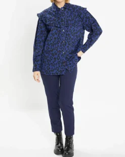 Galeries Lafayette Chemises|Chemise en Coton bio Candy imprimé léopard bleu/noir