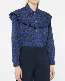 Galeries Lafayette Chemises|Chemise en Coton bio Candy imprimé léopard bleu/noir