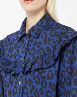Galeries Lafayette Chemises|Chemise en Coton bio Candy imprimé léopard bleu/noir