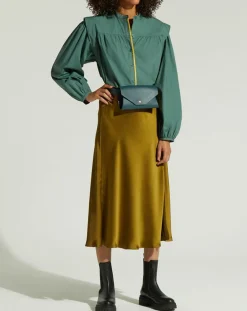 Galeries Lafayette Chemises|Chemise en Coton Piping emmanchures relief vert