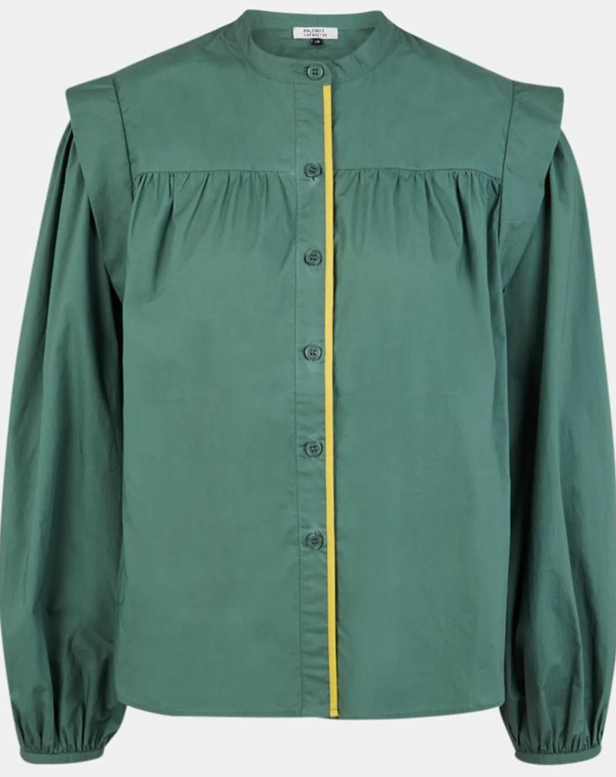 Galeries Lafayette Chemises|Chemise en Coton Piping emmanchures relief vert