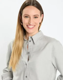 Marc O'Polo Chemises|Chemise en Flanelle manches ballons gris clair