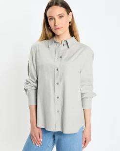 Marc O'Polo Chemises|Chemise en Flanelle manches ballons gris clair