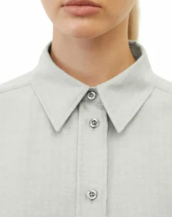 Marc O'Polo Chemises|Chemise en Flanelle manches ballons gris clair