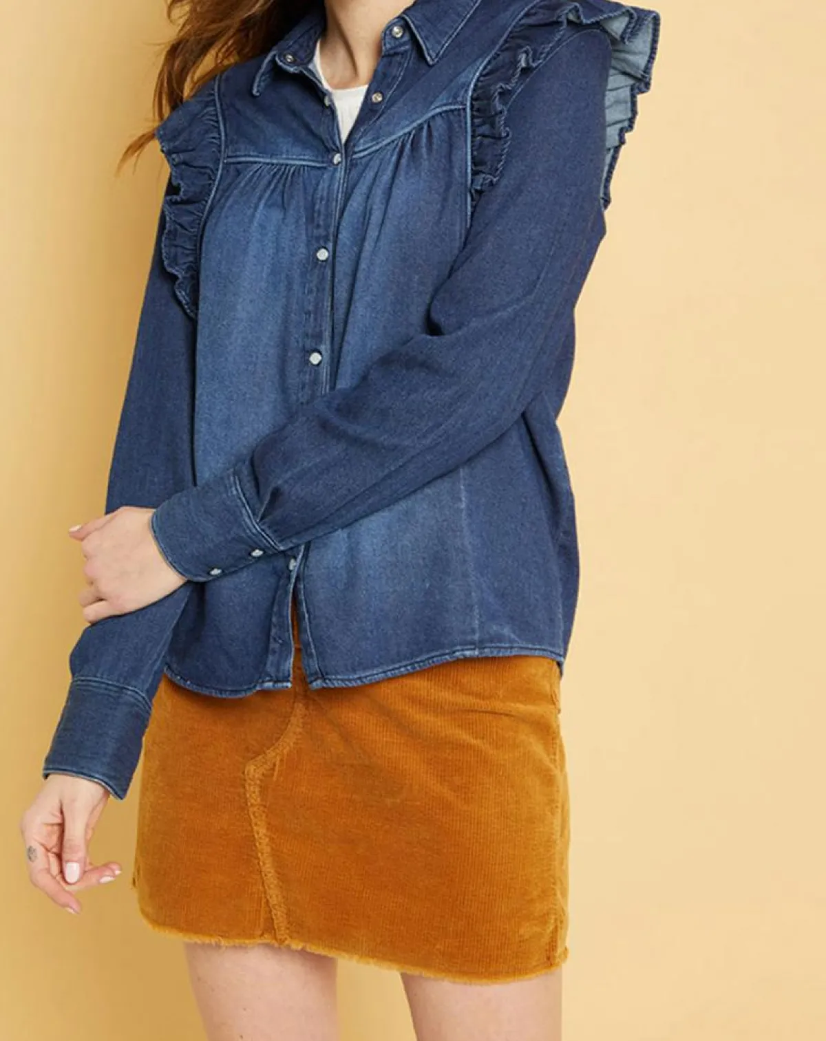 Acquaverde Chemises|Chemise en jean Blue Gilda aged wash