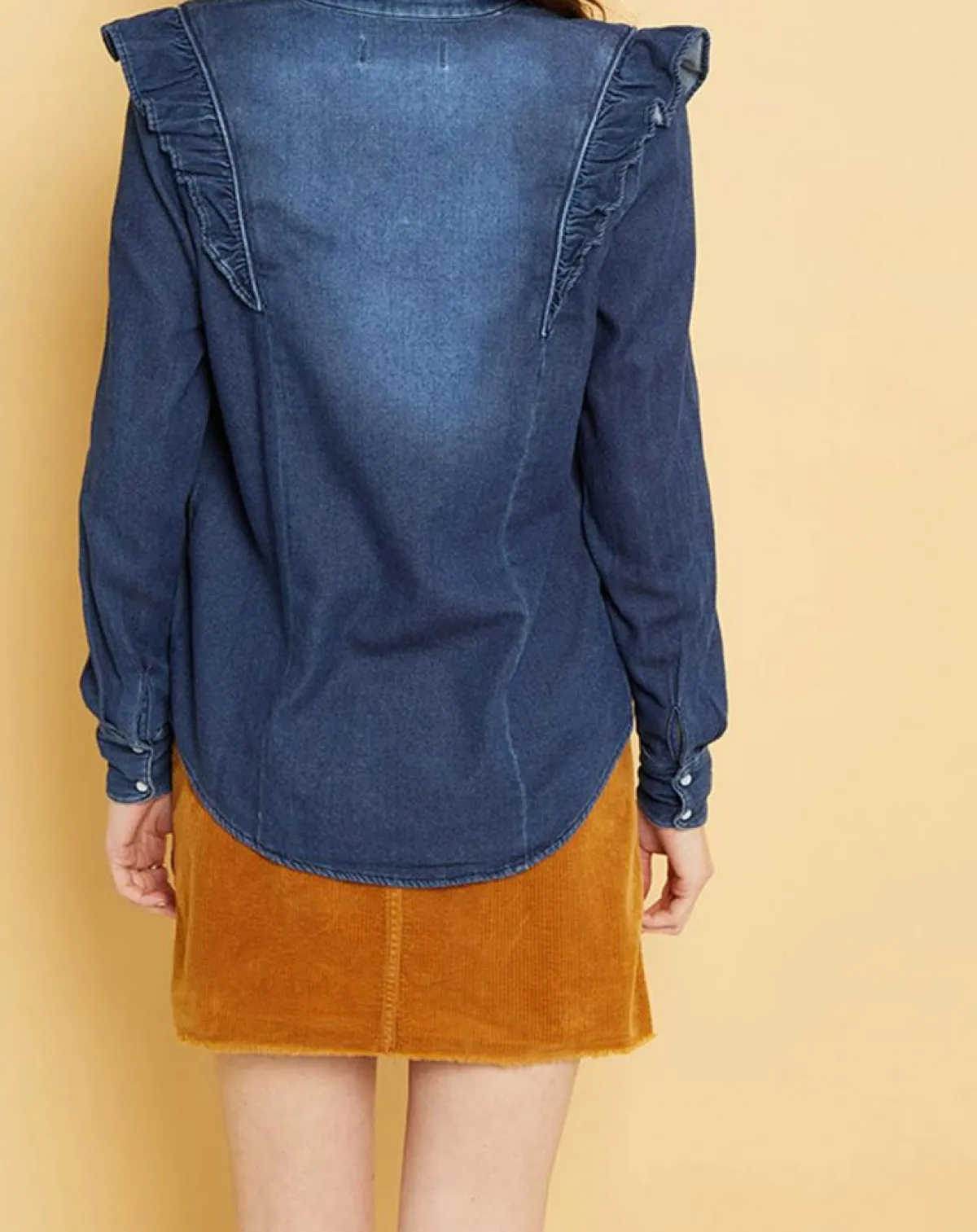 Acquaverde Chemises|Chemise en jean Blue Gilda aged wash