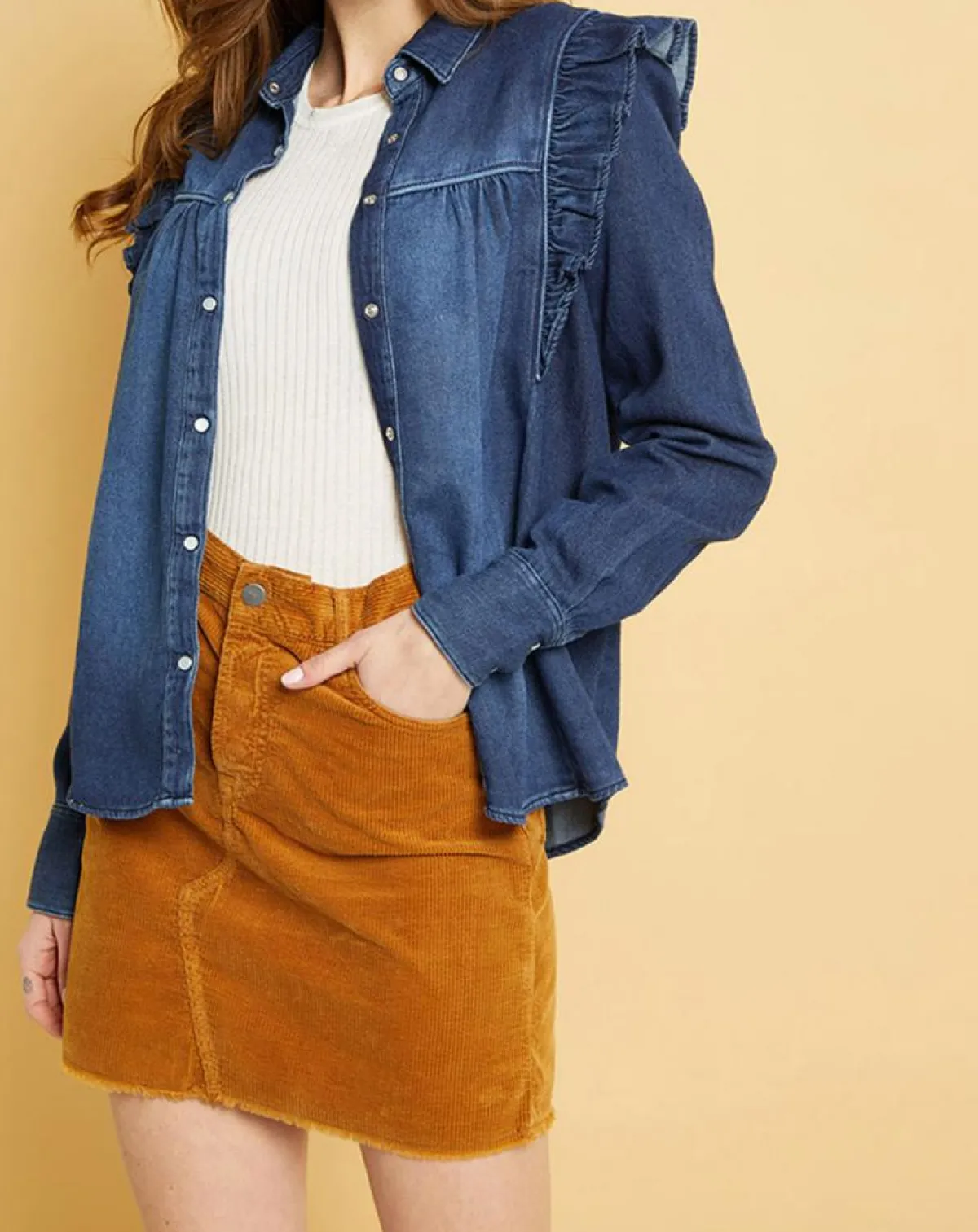 Acquaverde Chemises|Chemise en jean Blue Gilda aged wash