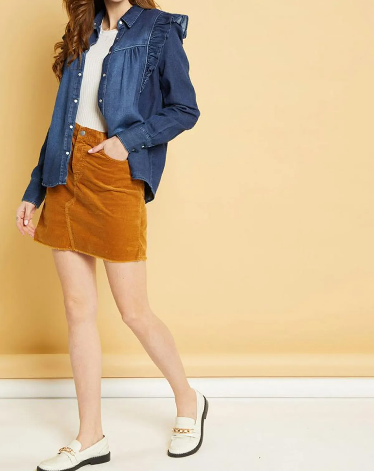 Acquaverde Chemises|Chemise en jean Blue Gilda aged wash