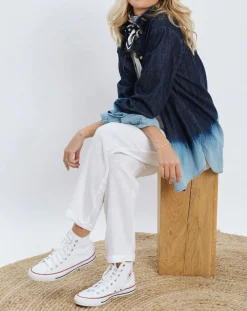 Lauren Vidal Chemises|Chemise en Jean Store bleue