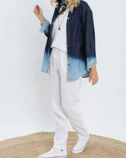 Lauren Vidal Chemises|Chemise en Jean Store bleue