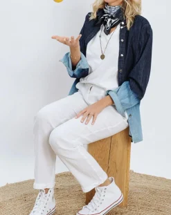 Lauren Vidal Chemises|Chemise en Jean Store bleue