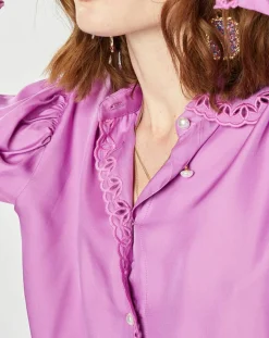 Manoush Chemises|Chemise en Soie mélangée Doggy lilas