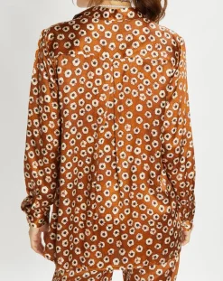 Lauren Vidal Chemises|Chemise en Soie mélangée Ines marron