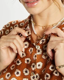 Lauren Vidal Chemises|Chemise en Soie mélangée Ines marron