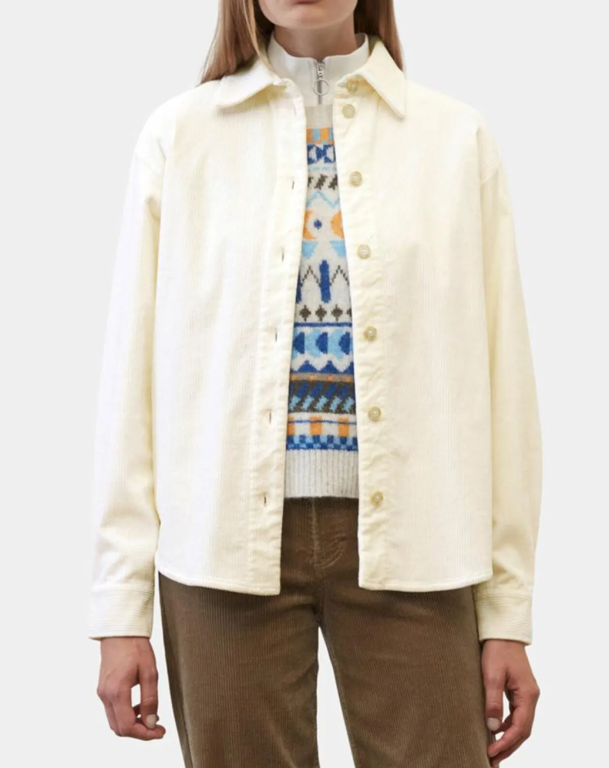 Marc O'Polo Chemises|Chemise en Velours côtelé écrue