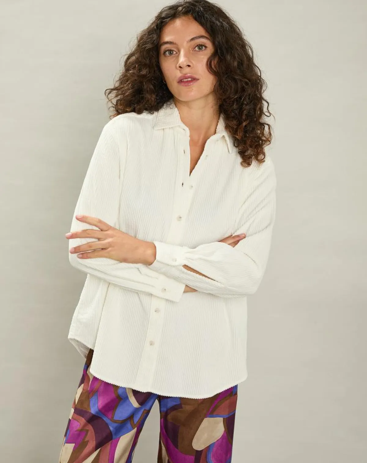 Hartford Chemises|Chemise en Velours côtelé Cinéma milk