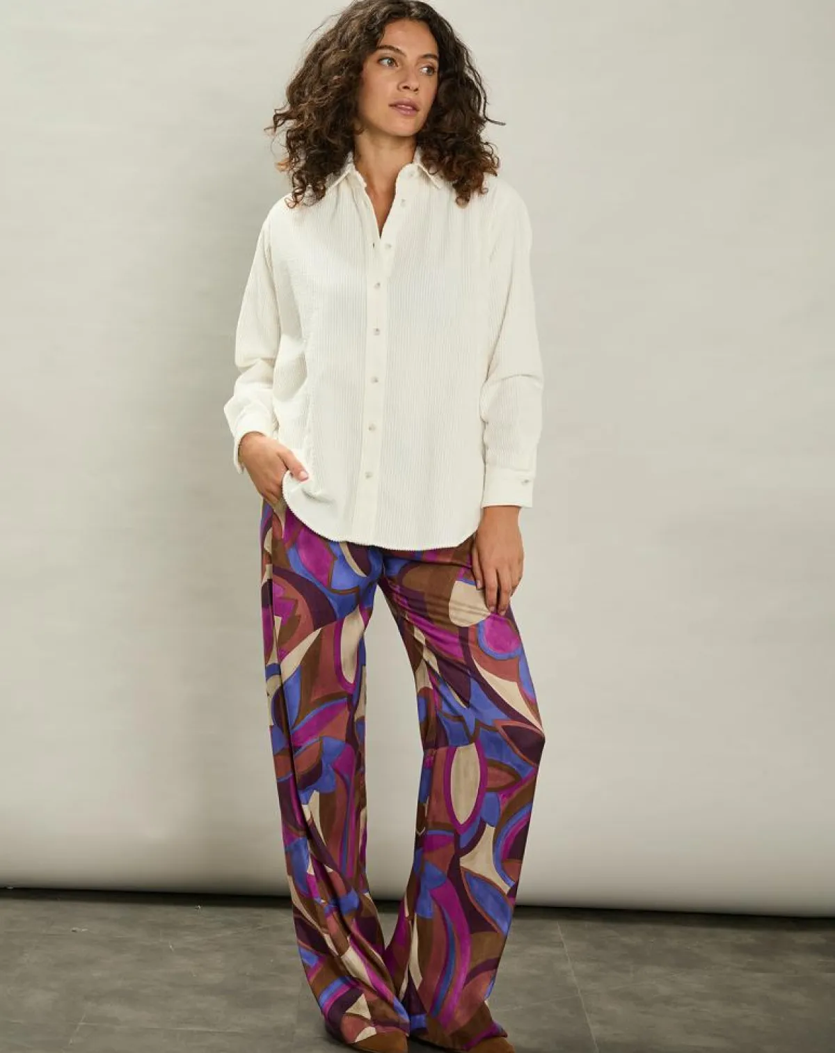 Hartford Chemises|Chemise en Velours côtelé Cinéma milk