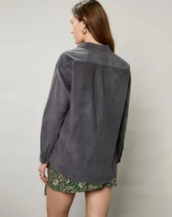 Hartford Chemises|Chemise en Velours Milleraie Cinema charbon