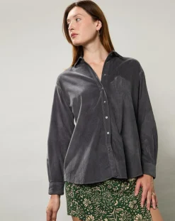 Hartford Chemises|Chemise en Velours Milleraie Cinema charbon