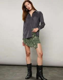 Hartford Chemises|Chemise en Velours Milleraie Cinema charbon