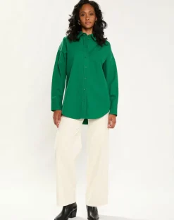 Esprit Chemises|Chemise Epaisse Coton uni verte