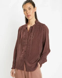 Galeries Lafayette Chemises|Chemise fluide col lavallière Gemma marron