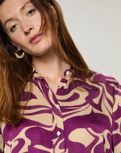 Hartford Chemises|Chemise fluide Coraz imprimée violette