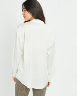 Lauren Vidal Chemises|Chemise fluide satinée Jena écrue