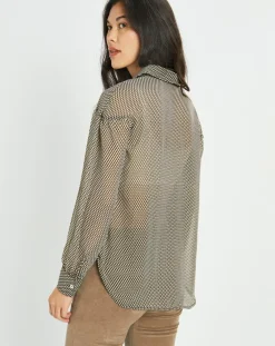 Lauren Vidal Chemises|Chemise fluide Store imprimée square noir/beige