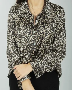 Lauren Vidal Chemises|Chemise fluide West imprimée wild beige/noir