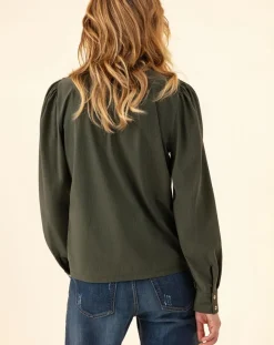 Indies Chemises|Chemise Gyptis kaki rayure dorée