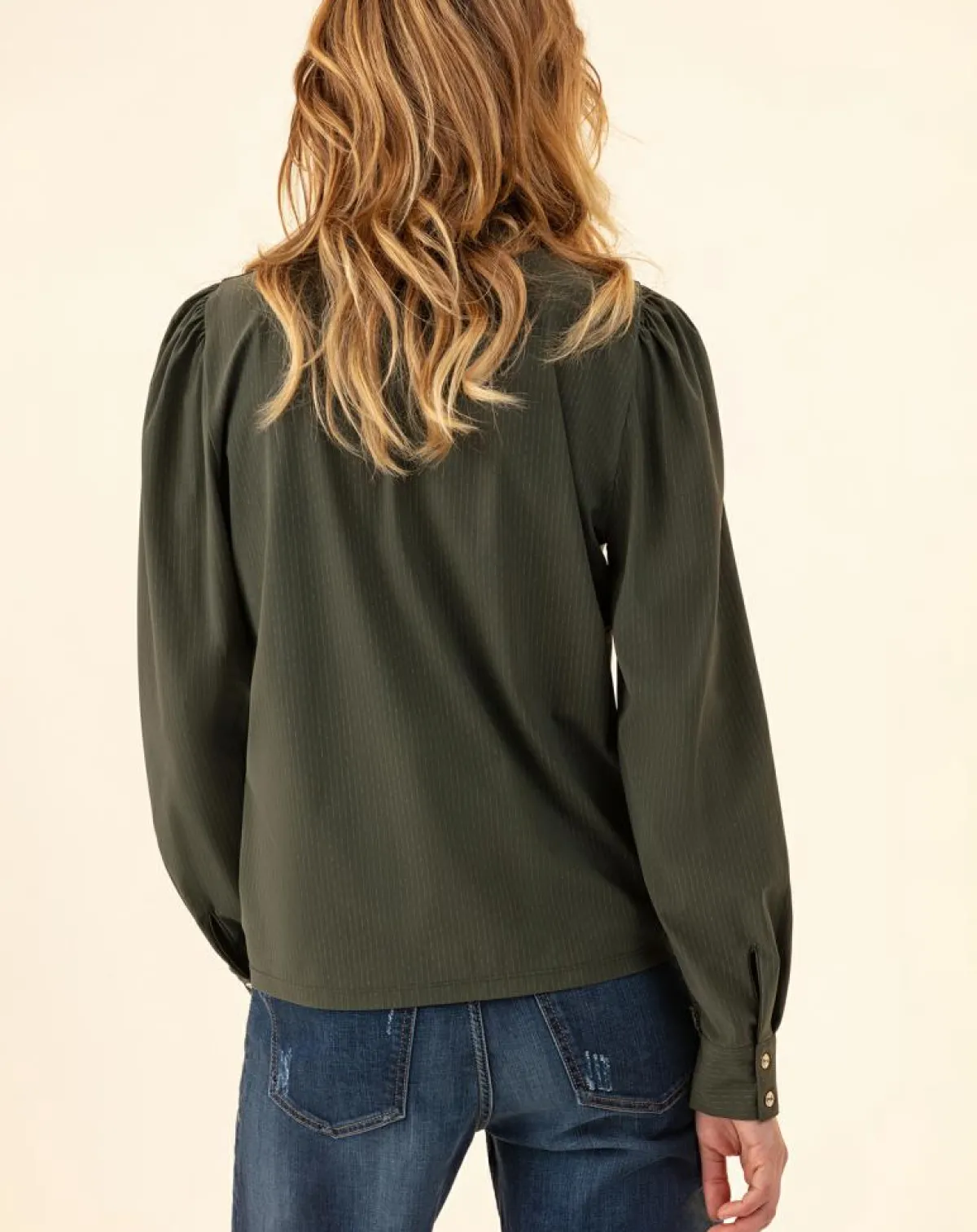 Indies Chemises|Chemise Gyptis kaki rayure dorée