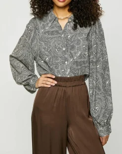 Esprit Chemises|Chemise imprimé cachemire blanc/gris