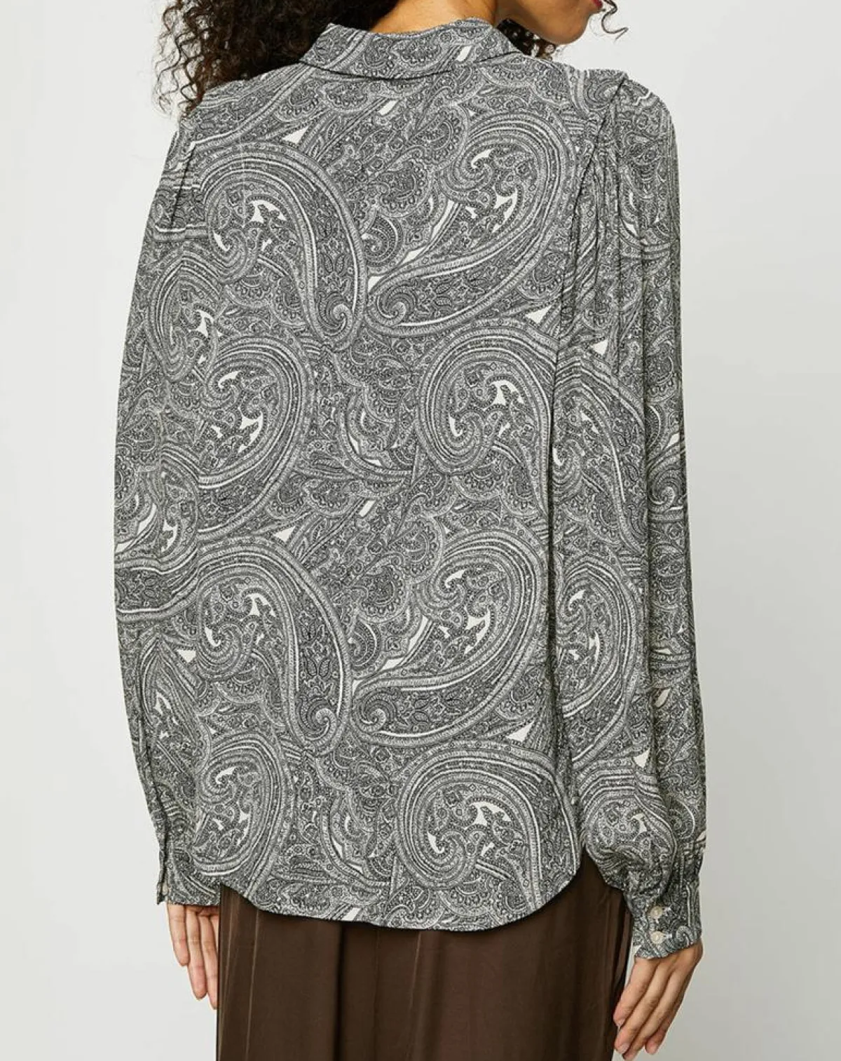 Esprit Chemises|Chemise imprimé cachemire blanc/gris