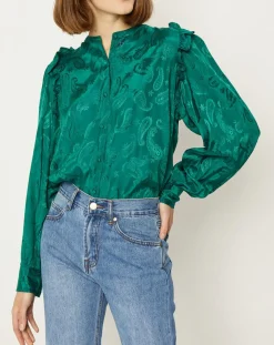 La Petite Etoile Chemises|Chemise Izana motifs ton sur ton verte