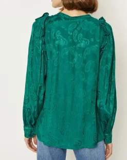 La Petite Etoile Chemises|Chemise Izana motifs ton sur ton verte