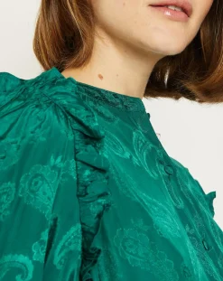 La Petite Etoile Chemises|Chemise Izana motifs ton sur ton verte