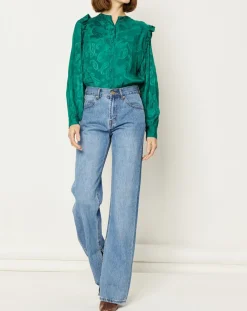 La Petite Etoile Chemises|Chemise Izana motifs ton sur ton verte