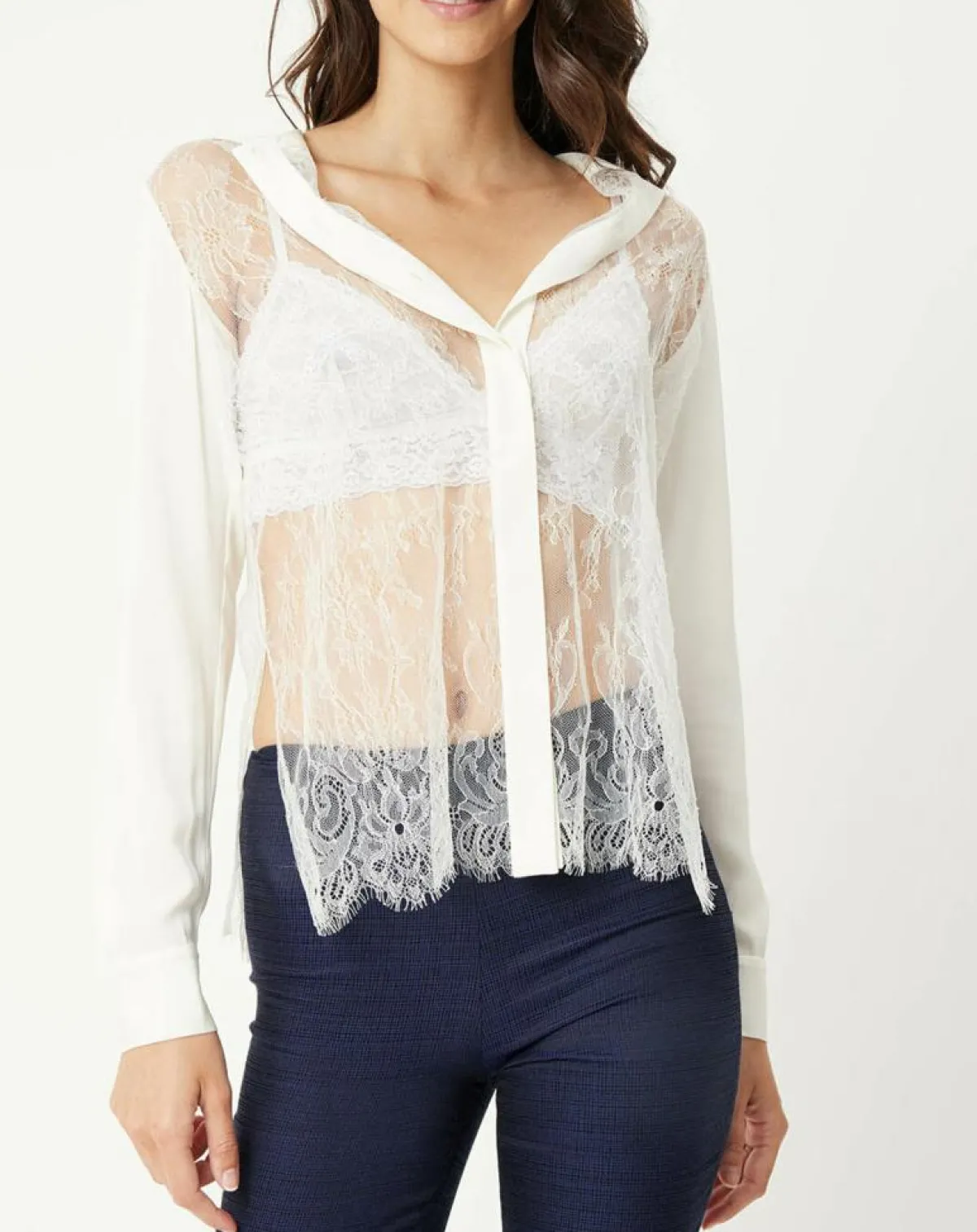 La Perla Chemises|Chemise Leisuring en dentelle ivoire