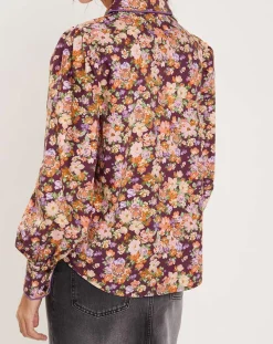 Manoush Chemises|Chemise Liberty Fauve imprimée cerise noire/multicolore