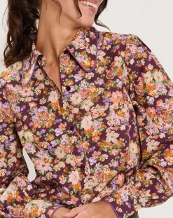 Manoush Chemises|Chemise Liberty Fauve imprimée cerise noire/multicolore