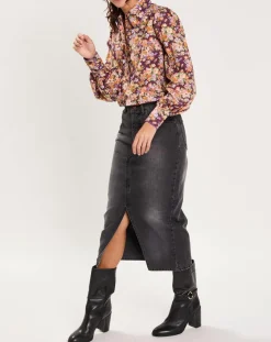 Manoush Chemises|Chemise Liberty Fauve imprimée cerise noire/multicolore