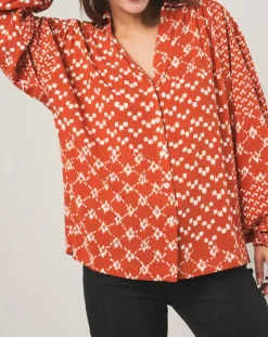 Stella Forest Chemises|Chemise loose Sonia à motifs orange