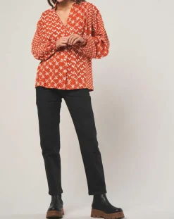 Stella Forest Chemises|Chemise loose Sonia à motifs orange